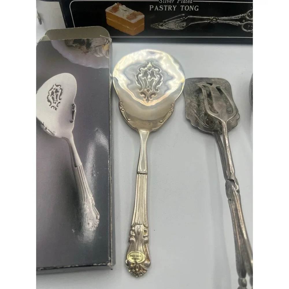 Lot Of 3 Silver Plated Cake &‎ Salad Tongs Spatula Victorian Romantic Ornate